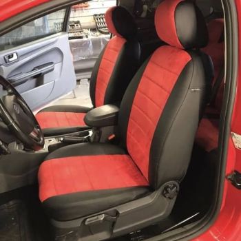 Авточехлы Автопилот Черный красный алькантара