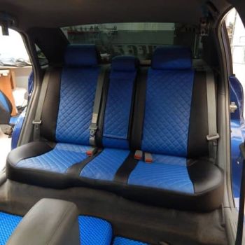 Авточехлы Автопилот Чёрный синий Ромб